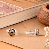 Flower Design Enamel Silver Toe Ring