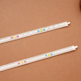 Classic Multicolour Enamel Beaded Silver Anklets