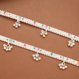 Modern Multicolour Butterfly Design Silver Anklets
