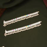 Multicolour Enamel Design Silver Anklets