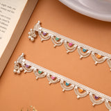 Dazzling Chain Design Colourful Enamel Silver Anklets