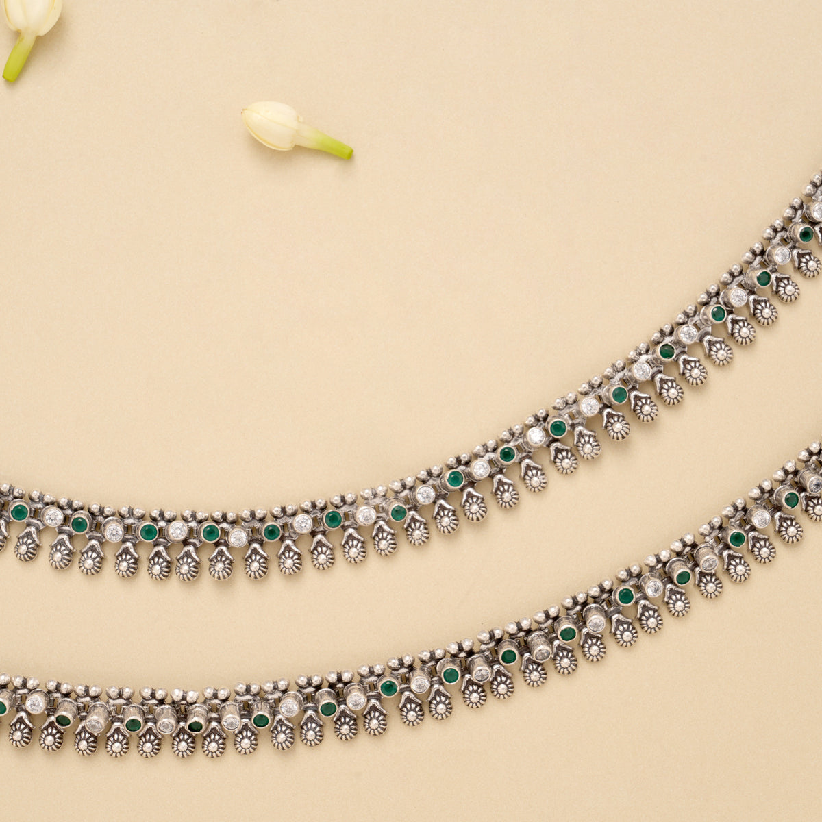 Antique Linear Payal Silver Anklet