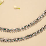 Antique Linear Payal Silver Anklet