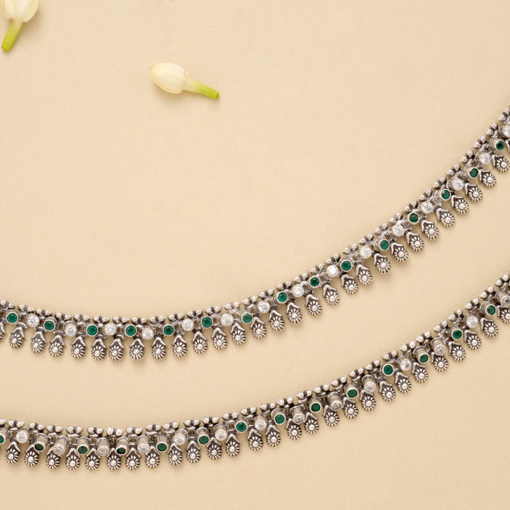 Antique Linear Payal Silver Anklet