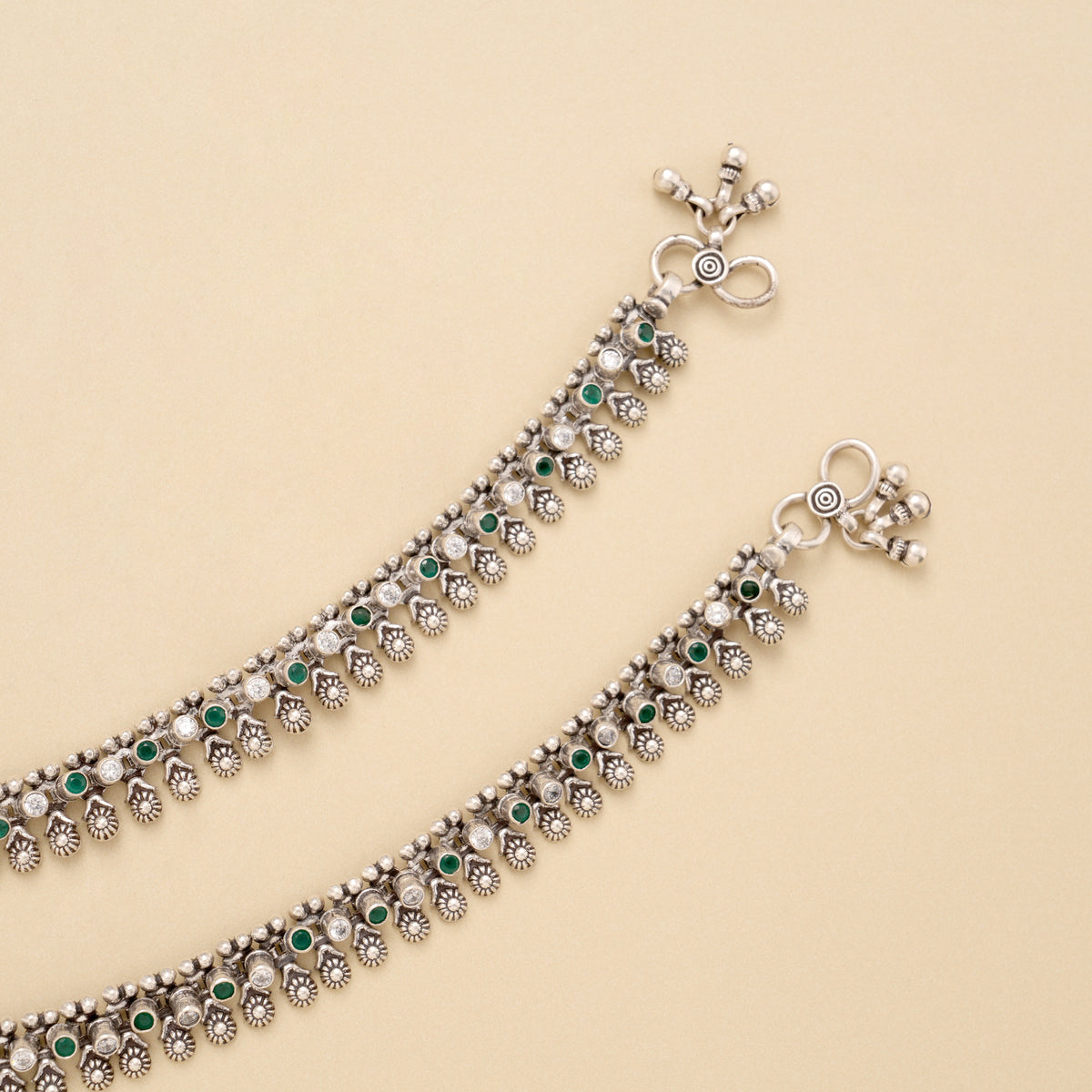 Antique Linear Payal Silver Anklet