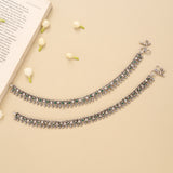 Antique Linear Payal Silver Anklet