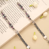 Spiral Linear Ruby White Stone Silver Anklet