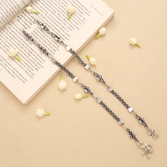 Spiral Twisted Linear Ruby Silver Anklet