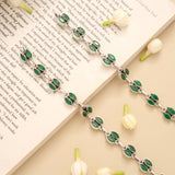 Elegant Emerald Stone Silver Anklet