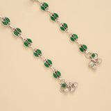 Elegant Emerald Stone Silver Anklet