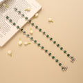 Elegant Emerald Stone Silver Anklet
