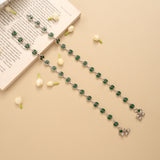 Elegant Emerald Stone Silver Anklet