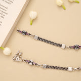 Antique Spiral Ruby Stone Silver Anklet