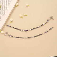 Antique Spiral Ruby Stone Silver Anklet