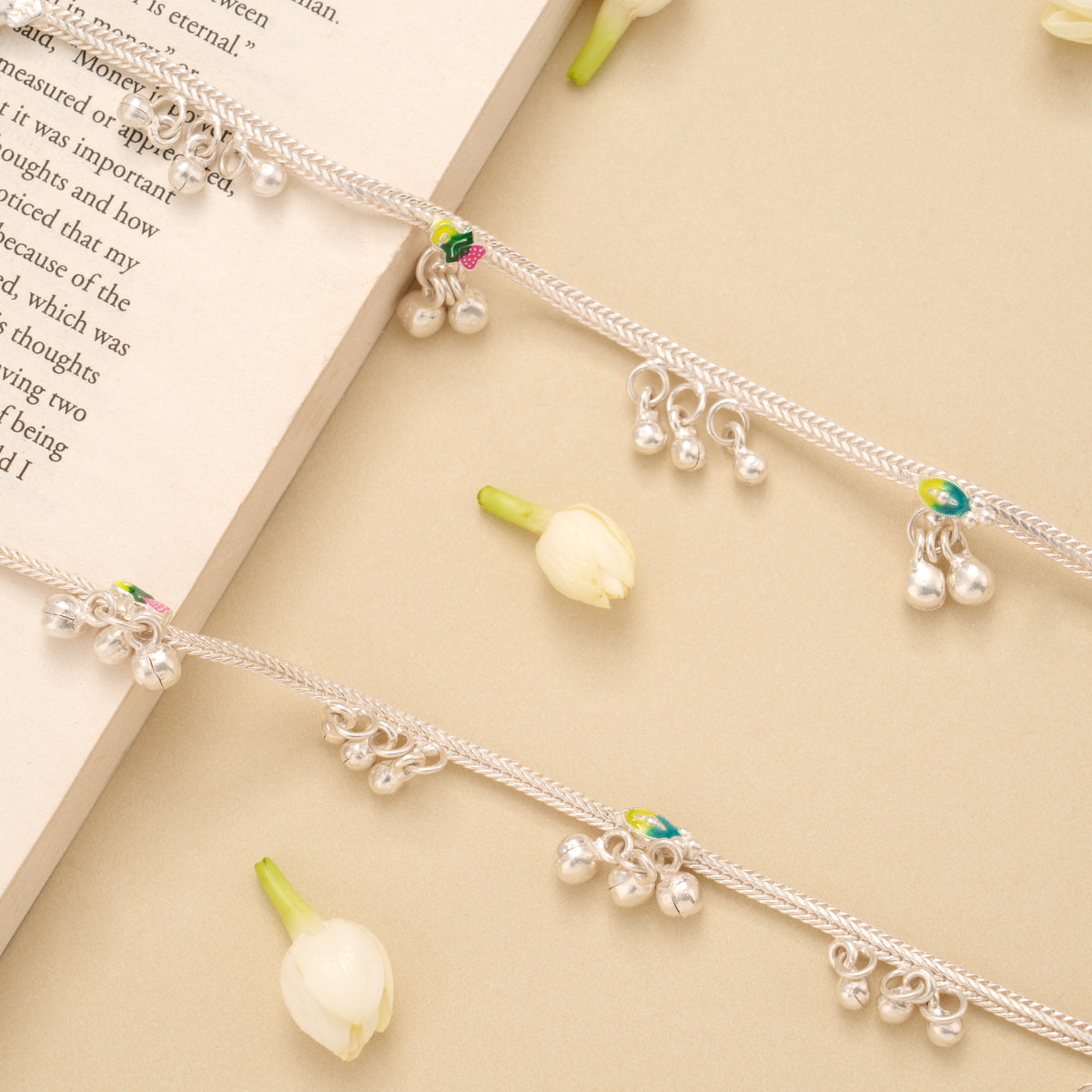 Classic Silver Linear Enamel Anklet