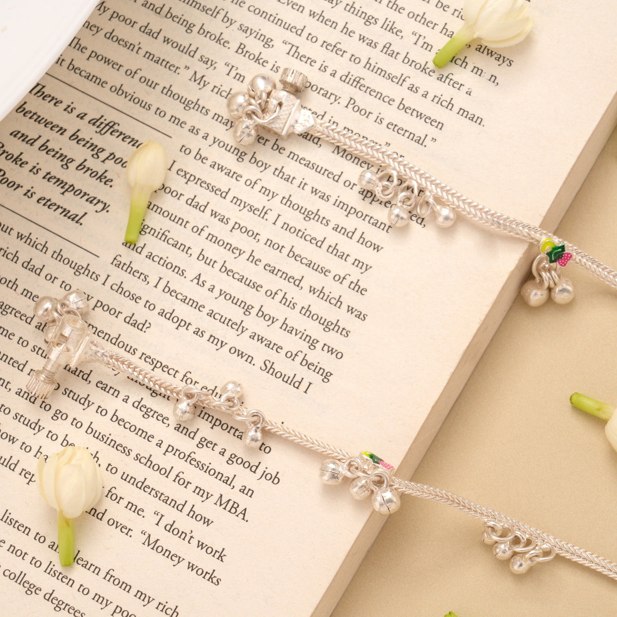 Classic Silver Linear Enamel Anklet