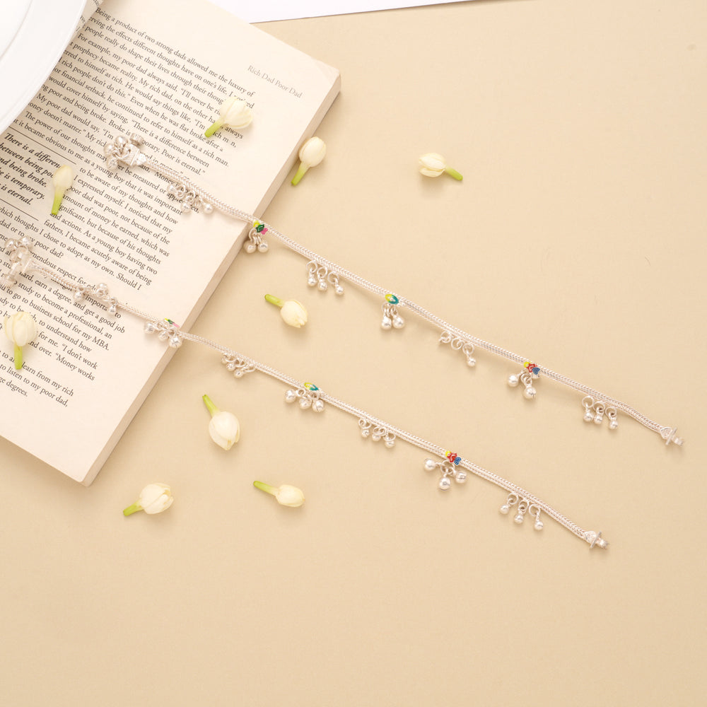 Classic Silver Linear Enamel Anklet