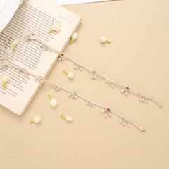 Classic Silver Linear Enamel Anklet