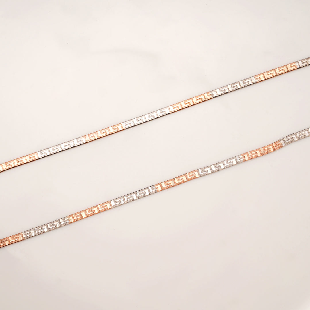 Dual Tone Snake Design Silver Anklets
