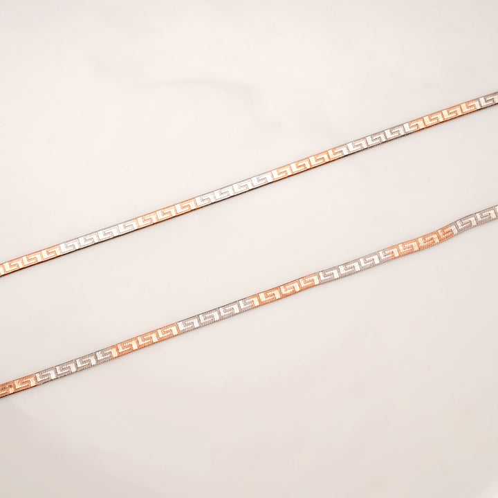 Dual Tone Snake Design Silver Anklets
