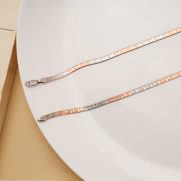 Dual Tone Snake Design Silver Anklets