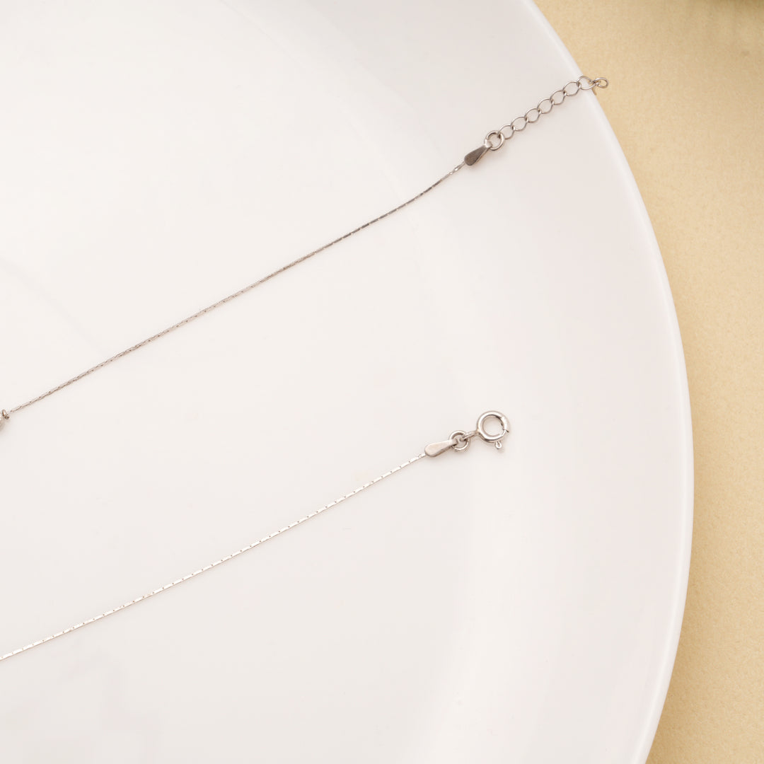 Tiny Charm Black Beads Silver Anklets