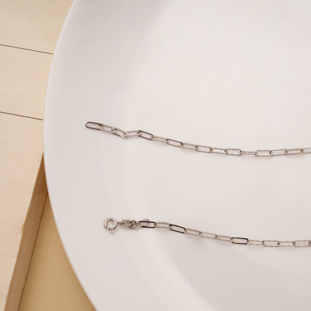 Minimal Pink Stone Thin Line Silver Anklets