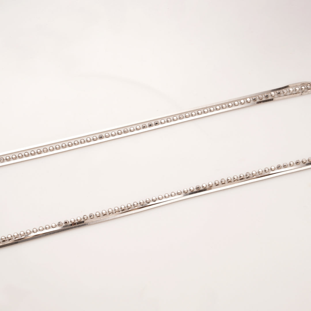 Shimmering Snake Design Silver Anklets