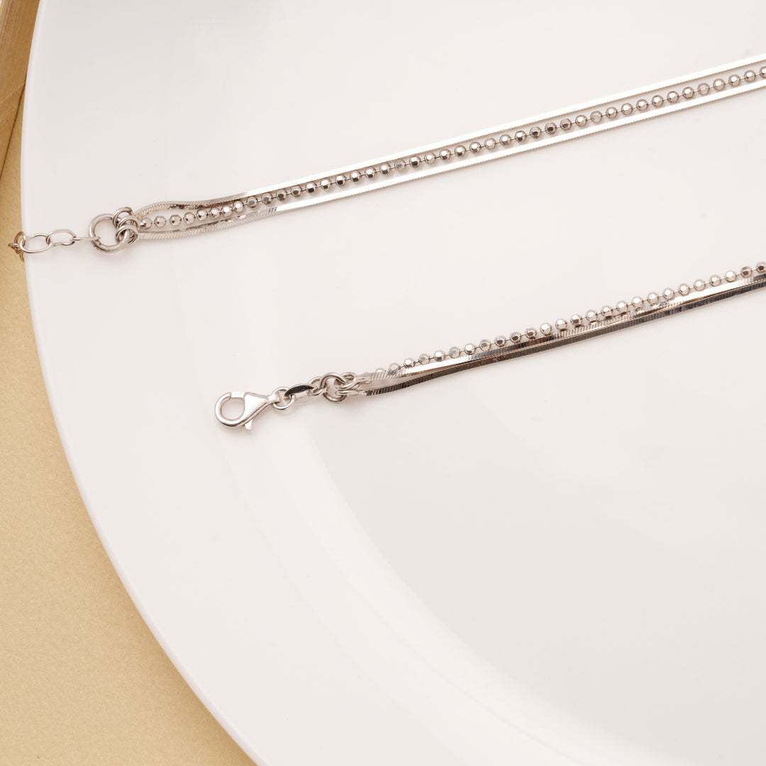 Shimmering Snake Design Silver Anklets