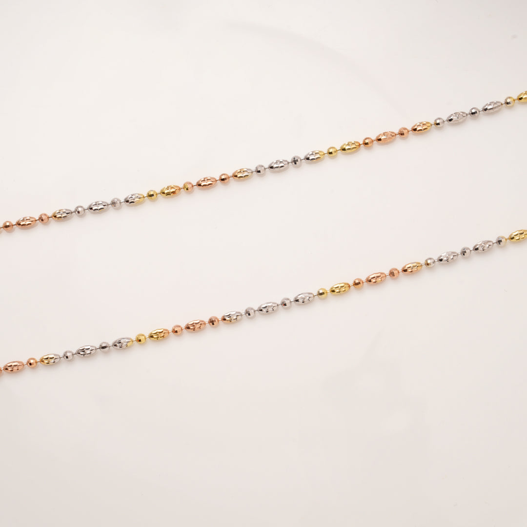 Trendy Triple Tone Charm Silver Anklets