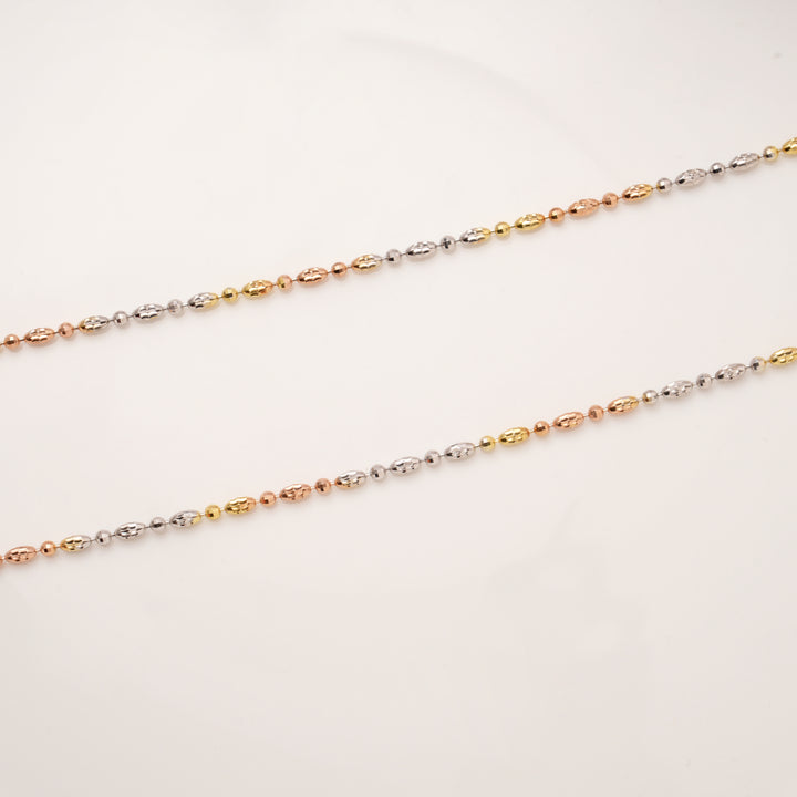 Trendy Triple Tone Charm Silver Anklets