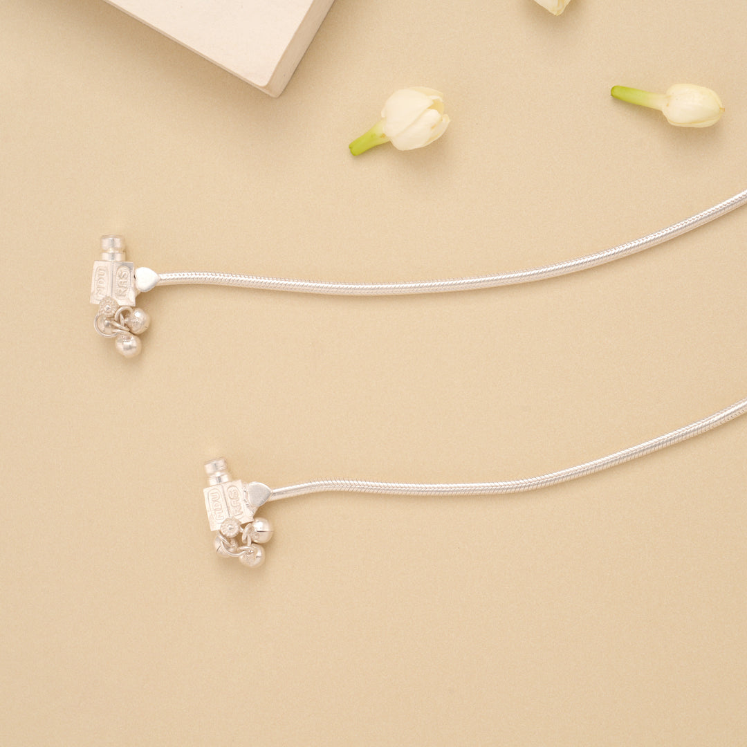 Smooth Snake Pattern Silver Anklet
