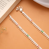 Vibrant Colourful Enamel Link Design Silver Anklets