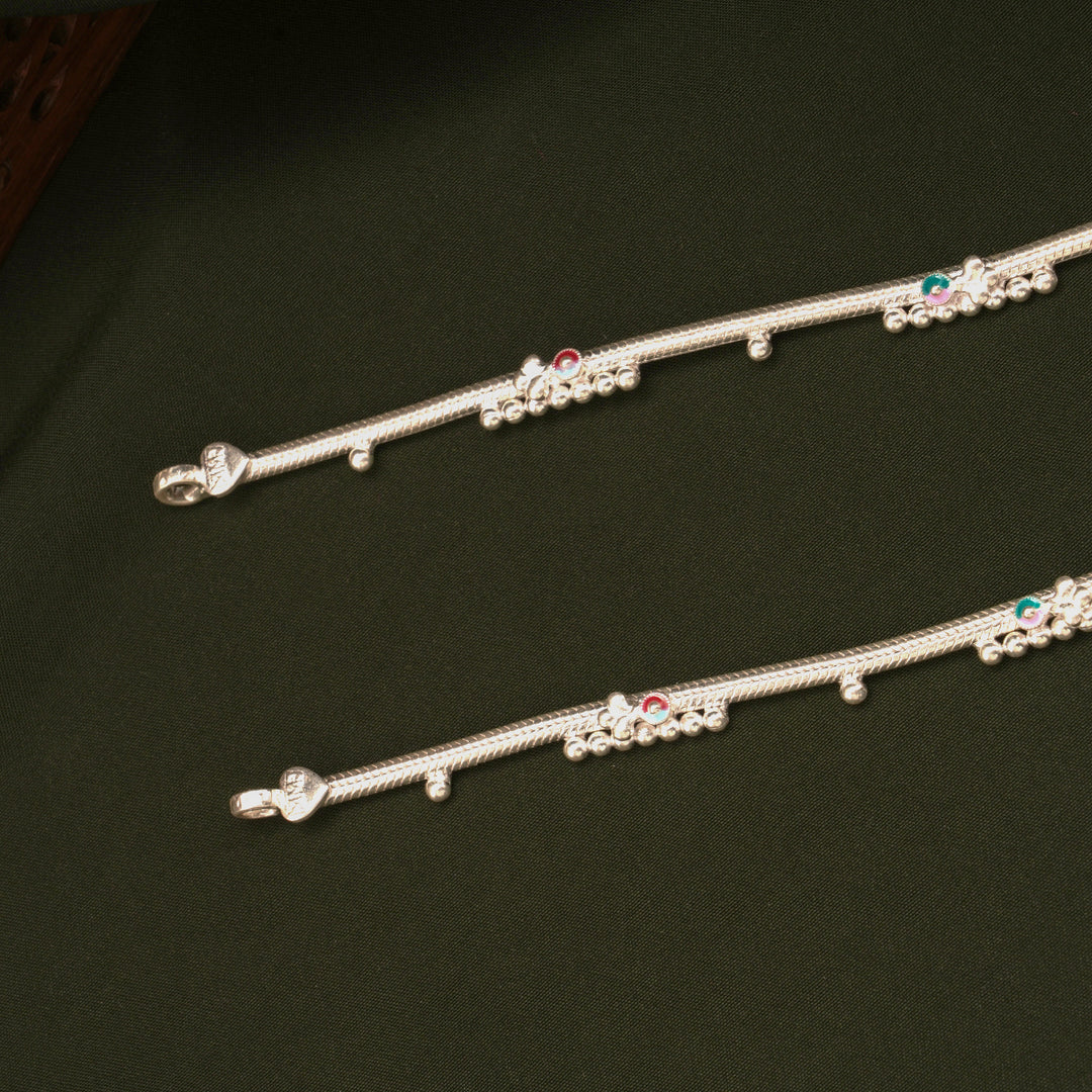 Tiny Charm Dangling Bells Silver Anklets