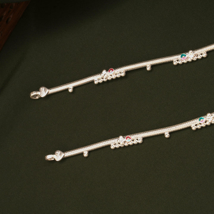 Tiny Charm Dangling Bells Silver Anklets