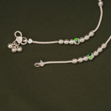 Trendy Dual Colour Beaded Silver Anklets