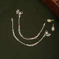 Trendy Dual Colour Beaded Silver Anklets