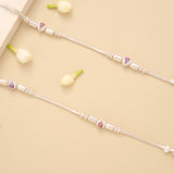 Silver Leaf Shape Beaded Design Anklet