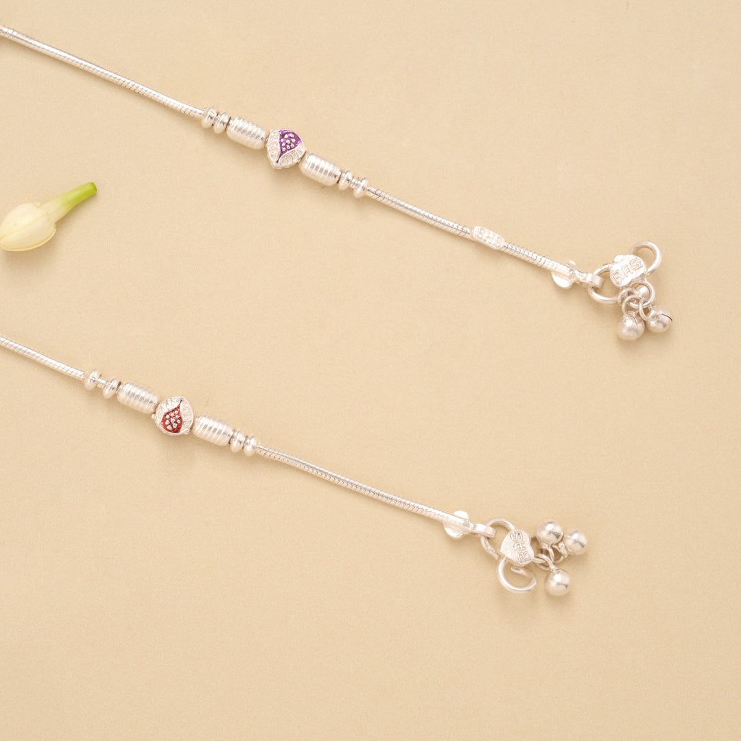 Silver Leaf Shape Beaded Design Anklet