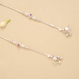 Silver Leaf Shape Beaded Design Anklet