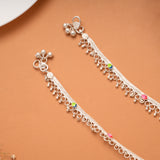 Colorful Enamel Round Drops Silver Anklet