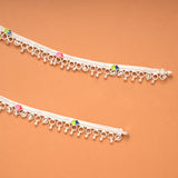 Colorful Enamel Round Drops Silver Anklet