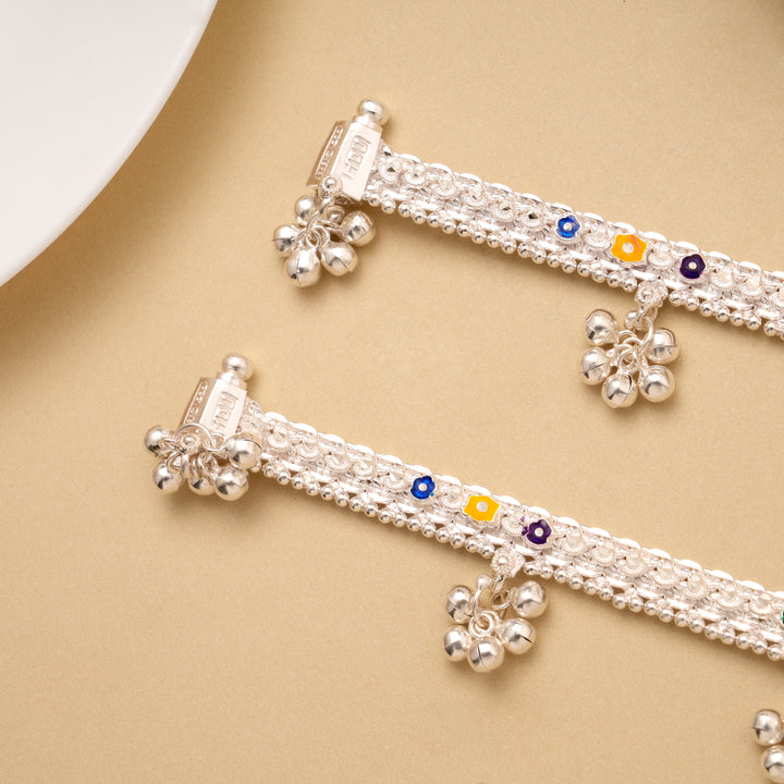 Elegant Colour Enamel Baby Silver Anklet