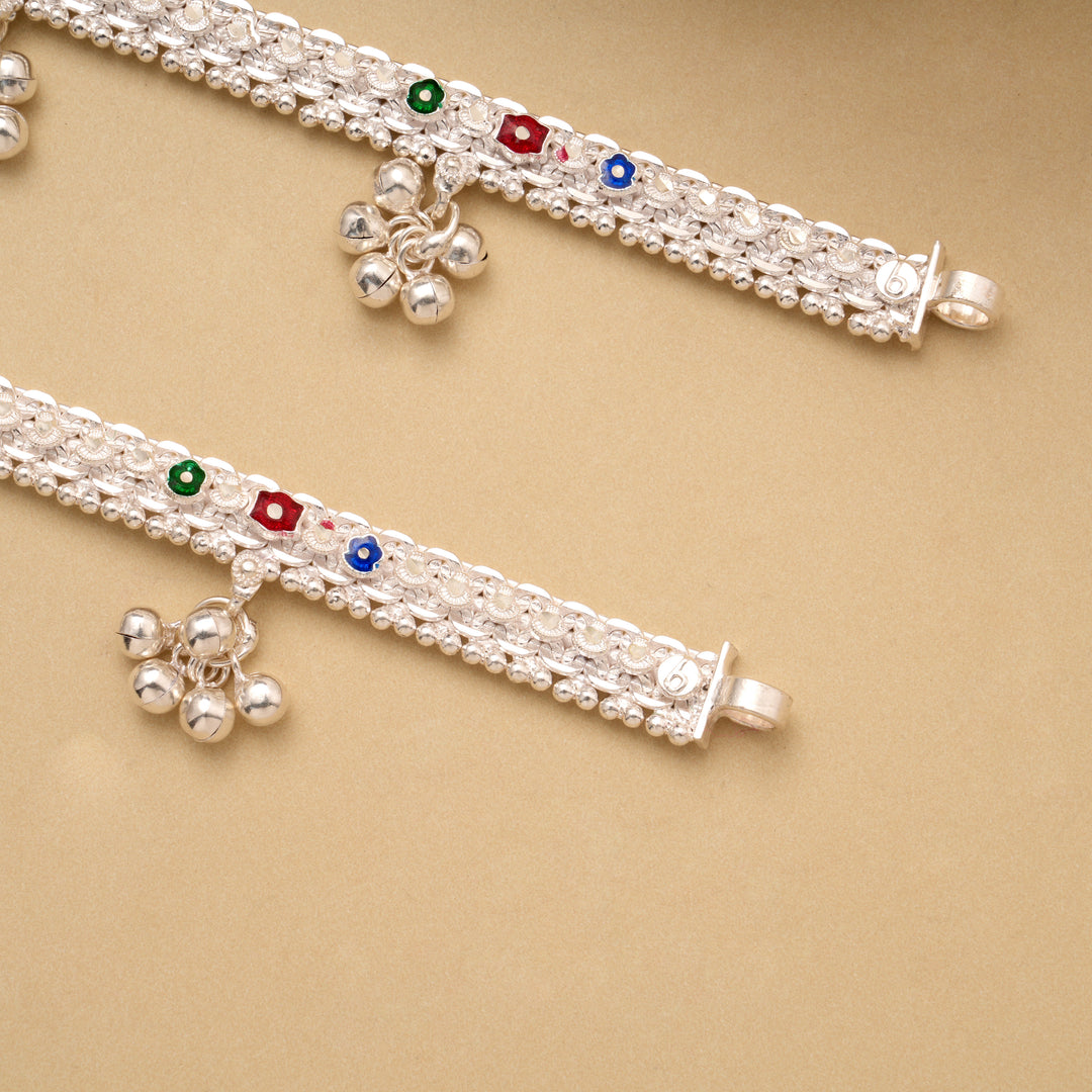 Elegant Colour Enamel Baby Silver Anklet
