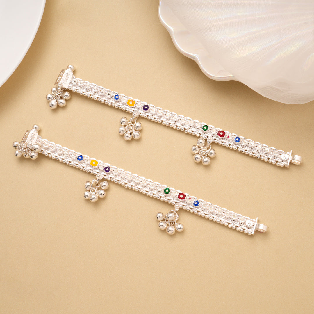 Elegant Colour Enamel Baby Silver Anklet