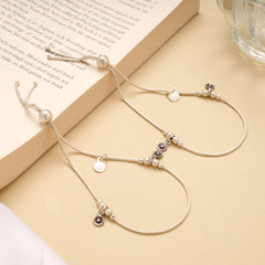 Stylish Sun Burst Drops Adjustable Silver Anklet