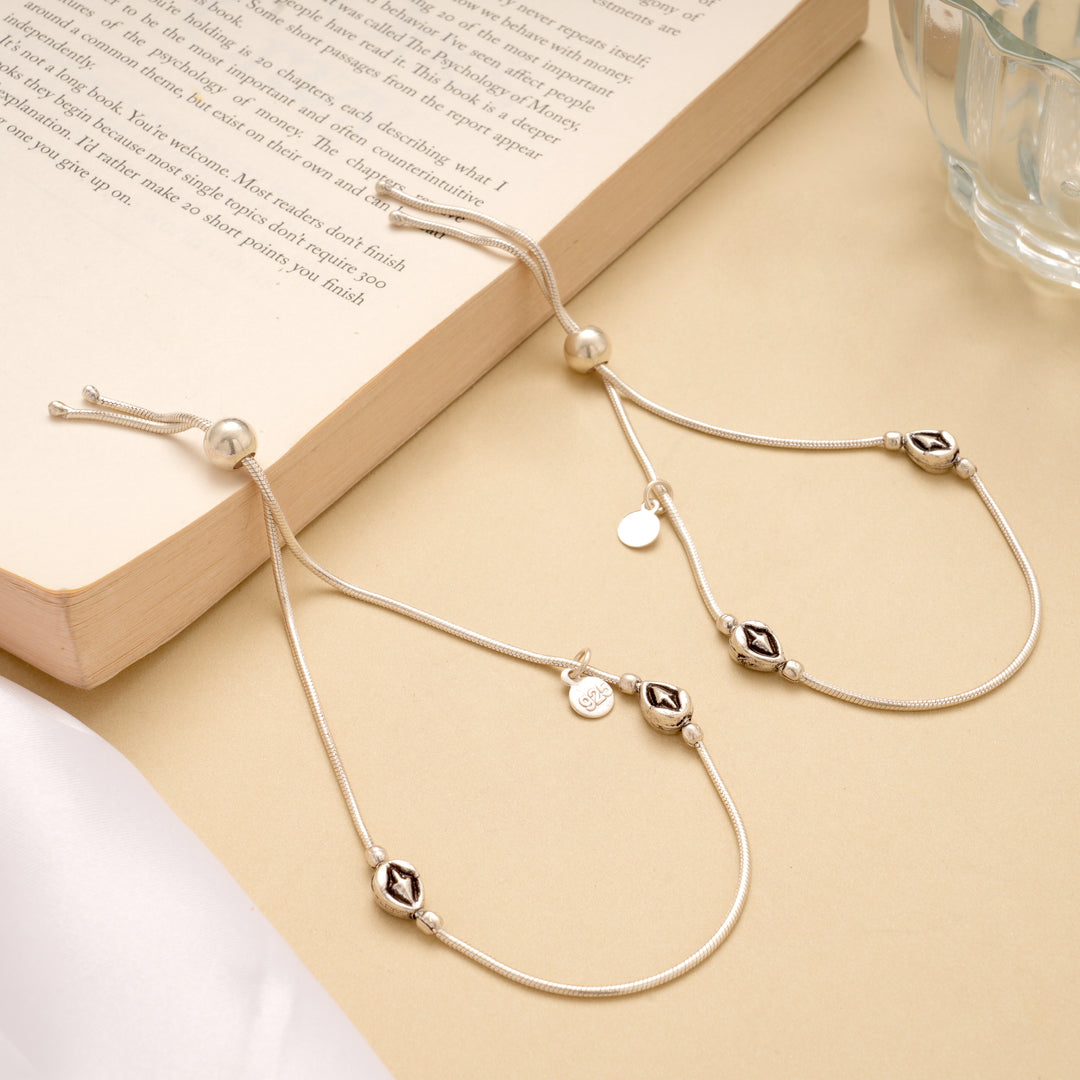 Elegant Silver Design Adjustable Anklet