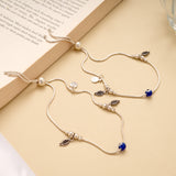Evil Eye with Leaf Drops Adjustable Anklet