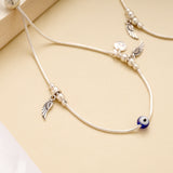 Fancy Feather Drops Evil Eye Adjustable Anklet