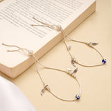 Fancy Feather Drops Evil Eye Adjustable Anklet
